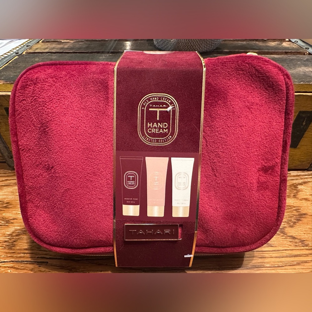 Tahari Burgundy 3 Hand Cream Collection in velvet bag- New, bag never opened